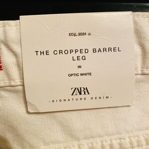 Mid Rise Zara White Relaxed Fit Barrel Jean